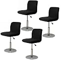 WOMACO Bar Stool Cover with Back Printed Dining Room Square Swivel Barstool Chair Seat Cushion Slipcover for Counter Height Mid Low Back Chair Protector (4, Black)