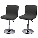 WOMACO Bar Stool Cover with Back Printed Dining Room Square Swivel Barstool Chair Seat Cushion Slipcover for Counter Height Mid Low Back Chair Protector (4, Black)