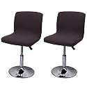 WOMACO Bar Stool Cover with Back Printed Dining Room Square Swivel Barstool Chair Seat Cushion Slipcover for Counter Height Mid Low Back Chair Protector (2, Coffee)