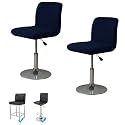 WOMACO Bar Stool Cover with Back Printed Dining Room Square Swivel Barstool Chair Seat Cushion Slipcover for Counter Height Mid Low Back Chair Protector (2, Navy Blue)