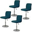 WOMACO Bar Stool Cover with Back Printed Dining Room Square Swivel Barstool Chair Seat Cushion Slipcover for Counter Height Mid Low Back Chair Protector (4, Peacock Blue)