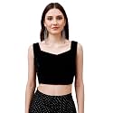 Womanista Women39s Black Sleeveless Velvet Sweetheart Readymade