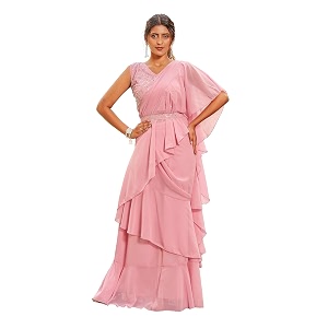 Womanista Womens Plain Georgette Saree