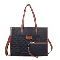 Womanix Laptop Tote Bag, Laptop Bag with front patched pocket, 14 inch Work Shoulder Bags Casual Briefcase Handbag for Travel, Office, College