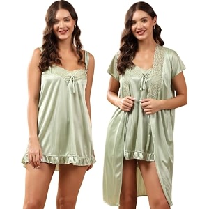 Women 2 Pieces Bridal Light Green Satin