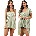 Women 2 Pieces Bridal Light Green Satin