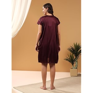 Women 2 Pieces Bridal Maroon Satin lace