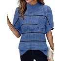 Women 2026 Sweater Vest Mock Neck Batwing Short Sleeve Oversized Ribbed Knit Tops Fall Pullover Sweater S-XXL
