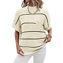Women 2026 Sweater Vest Mock Neck Batwing Short Sleeve Oversized Ribbed Knit Tops Fall Pullover Sweater S-XXL