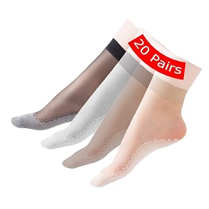 Womens 10 Pairs Silky Thin Nylon Short