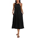 Women39s 100 Linen Midi Dress Halter Neck