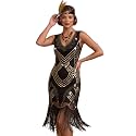 Women39s 1920s Gatsby Dress V Neck Sequin