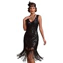 Women39s 1920s Gatsby Dress V Neck Sequin