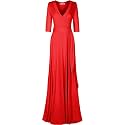 Women's 3/4 Sleeve Deep V-Neck Maxi Faux Wrap Solid Plus Size Dress
