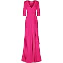 Women's 3/4 Sleeve Deep V-Neck Maxi Faux Wrap Solid Plus Size Dress