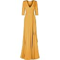 Women's 3/4 Sleeve Deep V-Neck Maxi Faux Wrap Solid Plus Size Dress
