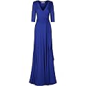 Women's 3/4 Sleeve Deep V-Neck Maxi Faux Wrap Solid Plus Size Dress