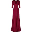 Women's 3/4 Sleeve Deep V-Neck Maxi Faux Wrap Solid Plus Size Dress