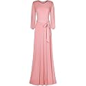 Women's 3/4 Sleeve Deep V-Neck Maxi Faux Wrap Solid Plus Size Dress
