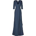 Women's 3/4 Sleeve Deep V-Neck Maxi Faux Wrap Solid Plus Size Dress