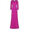 Women's 3/4 Sleeve Deep V-Neck Maxi Faux Wrap Solid Plus Size Dress