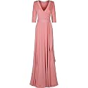 Women's 3/4 Sleeve Deep V-Neck Maxi Faux Wrap Solid Plus Size Dress