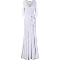 Women's 3/4 Sleeve Deep V-Neck Maxi Faux Wrap Solid Plus Size Dress