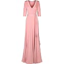 Women's 3/4 Sleeve Deep V-Neck Maxi Faux Wrap Solid Plus Size Dress