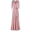 Women's 3/4 Sleeve Deep V-Neck Maxi Faux Wrap Solid Plus Size Dress