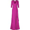 Women's 3/4 Sleeve Deep V-Neck Maxi Faux Wrap Solid Plus Size Dress