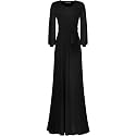 Women's 3/4 Sleeve Deep V-Neck Maxi Faux Wrap Solid Plus Size Dress