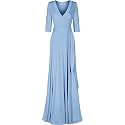 Women's 3/4 Sleeve Deep V-Neck Maxi Faux Wrap Solid Plus Size Dress