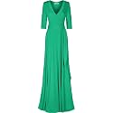 Women's 3/4 Sleeve Deep V-Neck Maxi Faux Wrap Solid Plus Size Dress