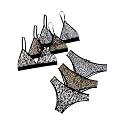BEAUDRM Women's 3 Pack Matching Bra and Panty Sets Mesh Sexy Lingerie Sets
