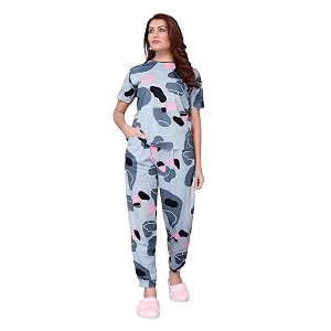 women39s allover letter printed round neck short sleeves top and joggers set