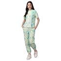 Women's Allover Letter Printed Round Neck Short Sleeves Top and Joggers Set