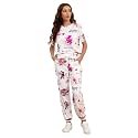 Women's Allover Letter Printed Round Neck Short Sleeves Top and Joggers Set