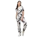 Women's Allover Letter Printed Round Neck Short Sleeves Top and Joggers Set
