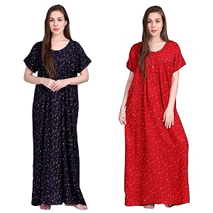 Womens Alpine Floral Print Maxi Night Gown