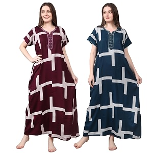 Womens Alpine Floral Print Maxi Night Gown