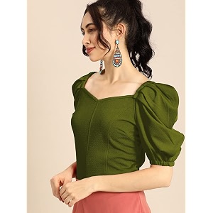 Womens Girls Solid Short Sleeve Crop