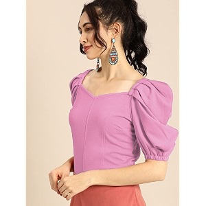 Womens Girls Solid Short Sleeve Crop