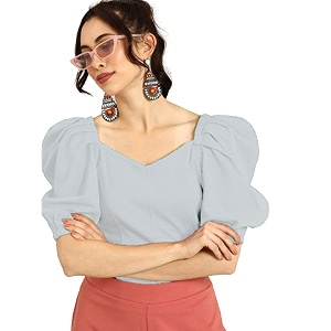 Womens Girls Solid Short Sleeve Crop