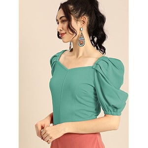 Womens Girls Solid Short Sleeve Crop