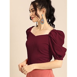 Womens Girls Solid Short Sleeve Crop
