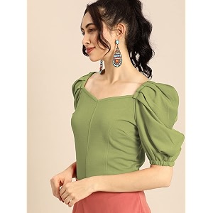 Womens Girls Solid Short Sleeve Crop