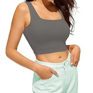women39s amp girls39 solid ribbed square neck slim fit tank tops l2609
