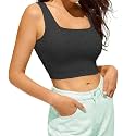 Women's &amp; Girls' Solid Ribbed Square Neck Slim Fit Tank Tops L2609