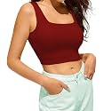 Women's &amp; Girls' Solid Ribbed Square Neck Slim Fit Tank Tops L2609