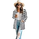 Women's Aztec Open-Front Jacket Lightweight Casual Outerwear Native Western Aztec Pattern &amp; Plaid Houndstooth Print
